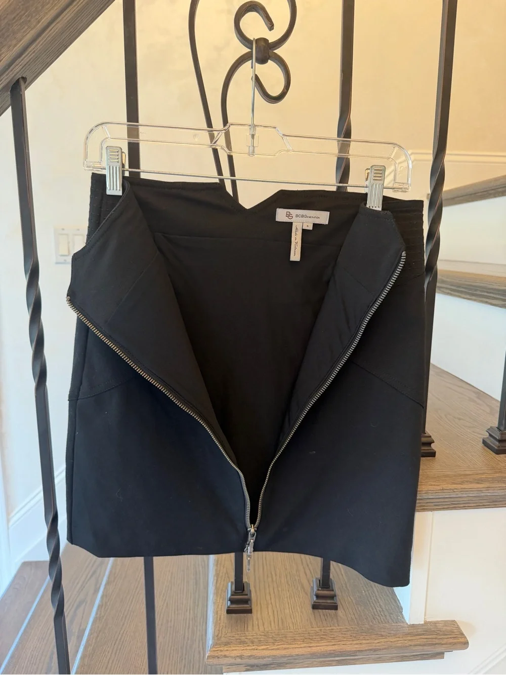 BCBG Generation Front Zip Black Mini Skirt